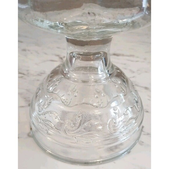 Vintage Clear Glass Wedding Scroll Base Oil Lamp Paneled Font White Flame Light - Picture 5 of 13